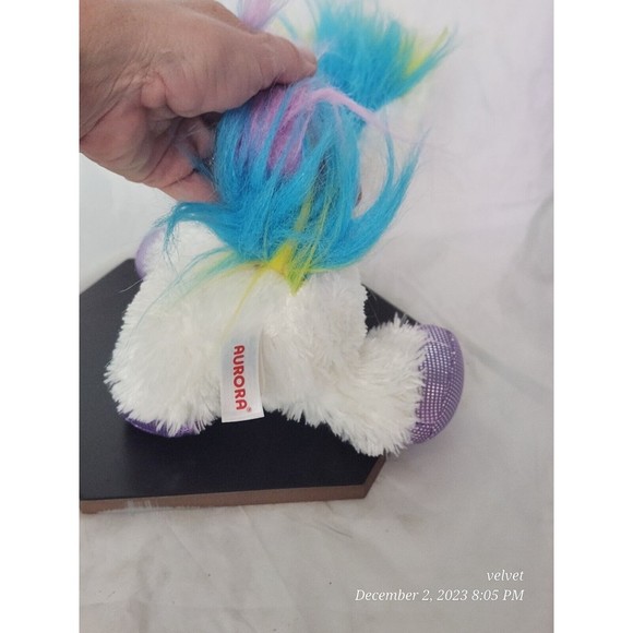 Aurora World Unicorn Rainbow Metallic Purple Soft Stuffed Plush Flopsie 12 In‎ - Picture 5 of 9